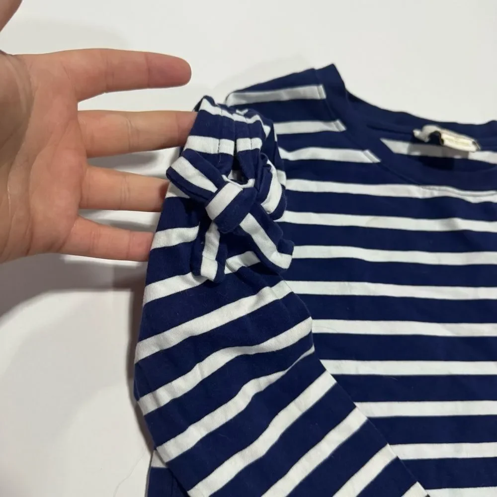Kate Spade Navy Striped Bow Long Sleeve T-Shirt